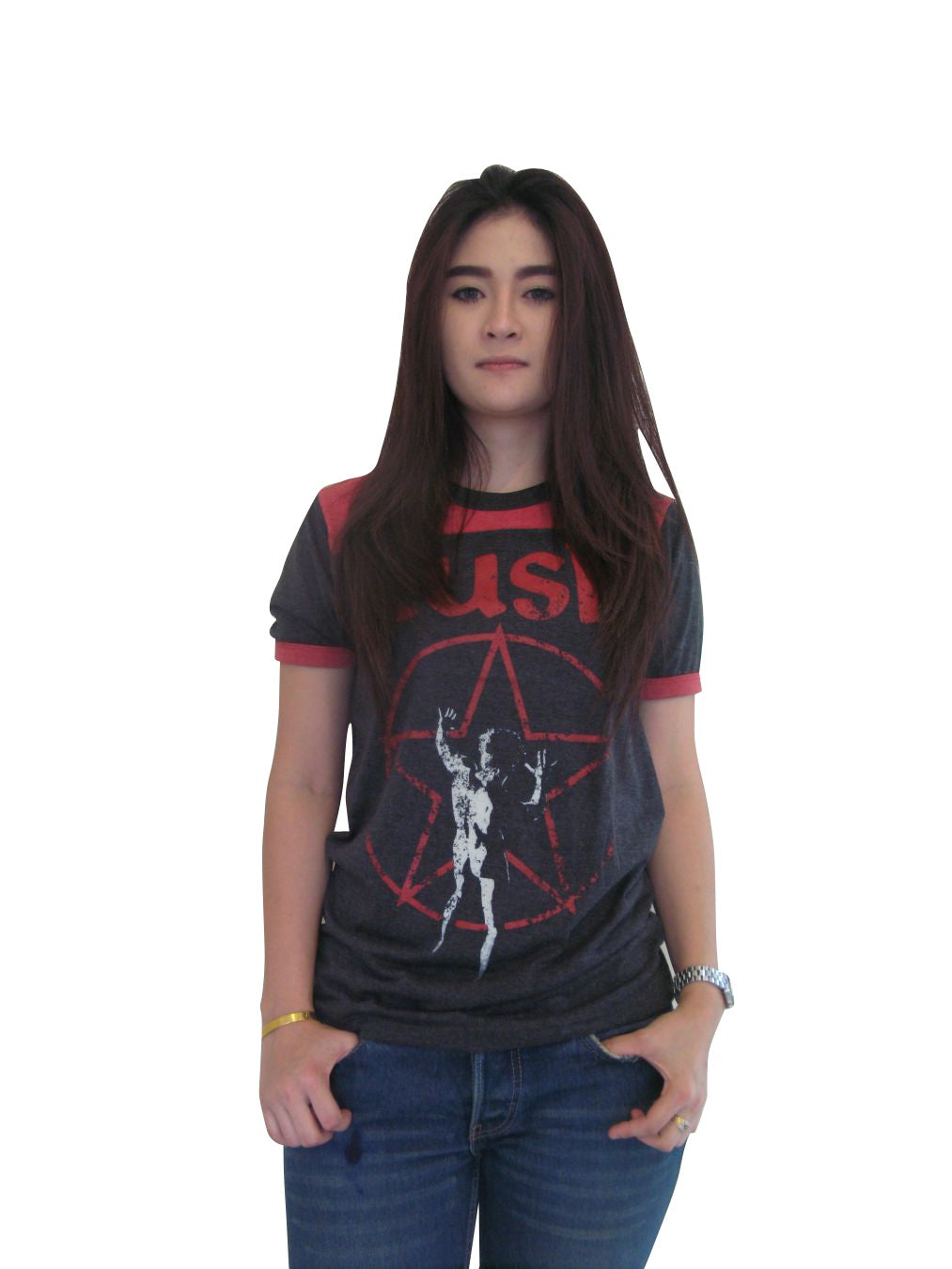 RUSH Star Man Womens Ringer T-Shirt Short Sleeve
