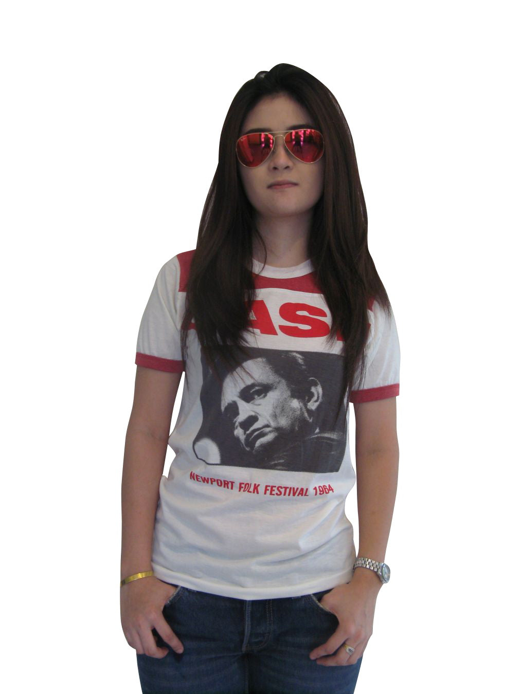 Johnny Cash Womens Ringer T-Shirt Short Sleeve