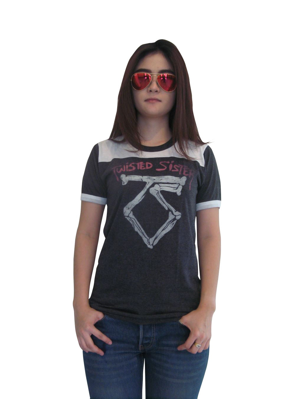 Twisted Sister Womens Ringer T-Shirt Short Sleeve